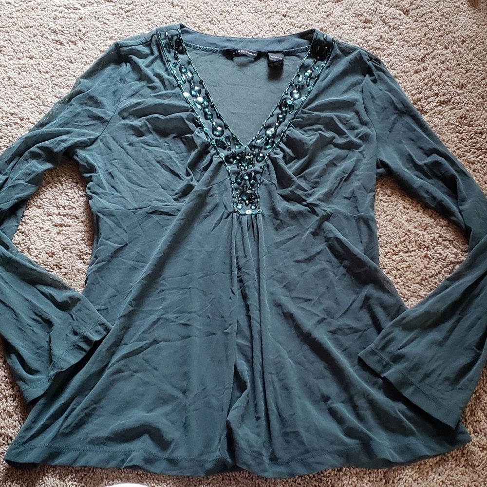 New York and company jeweled sheer top XL